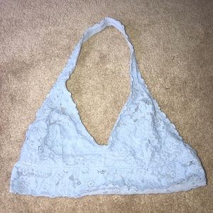 Aerie Light Blue Lace Halter Bralette